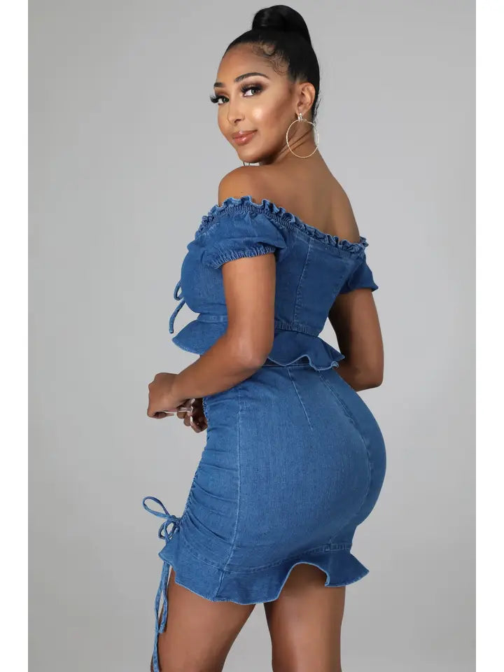Denim Crop Top and Skirt Set
